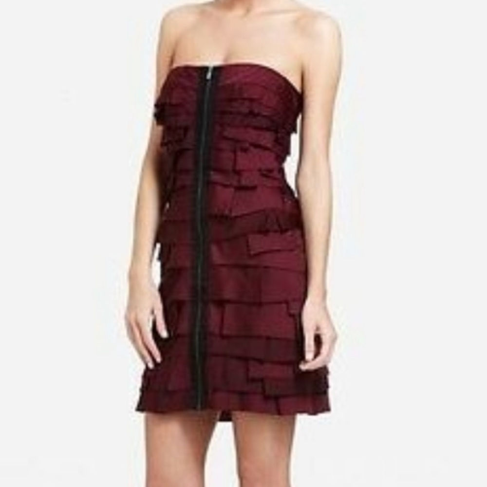 BCBGMaxAzria Plum Brandie Strapless Tiered Dress